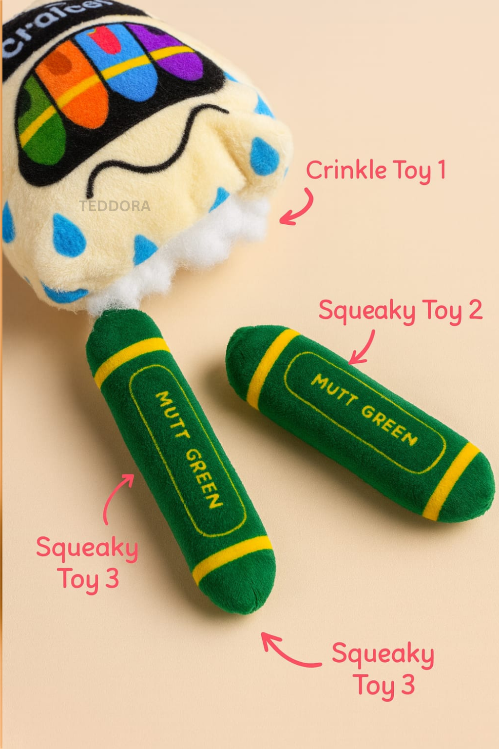 3 in 1 squeaky dog toy set