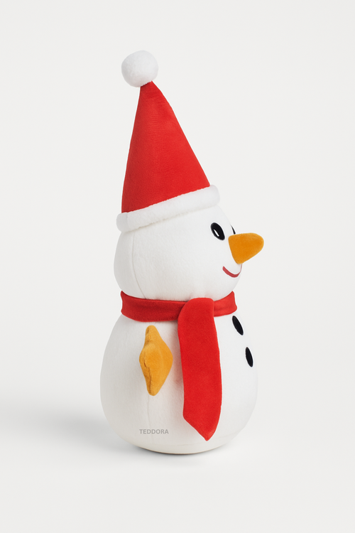 TEDDORA 35 cm snowman plush toy front view with festive hat