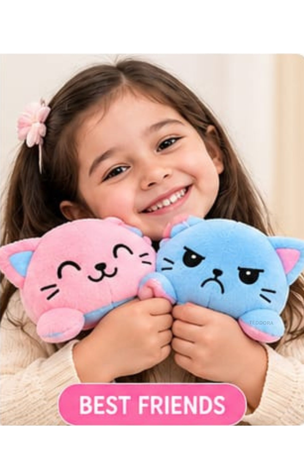 Flippy Cat Mood Changer Soft Toy - 15CM  | TEDDORA