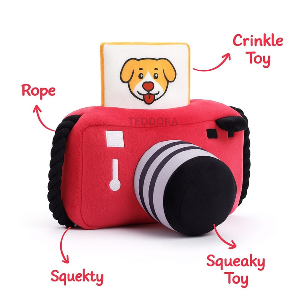 rope tug camera dog toy